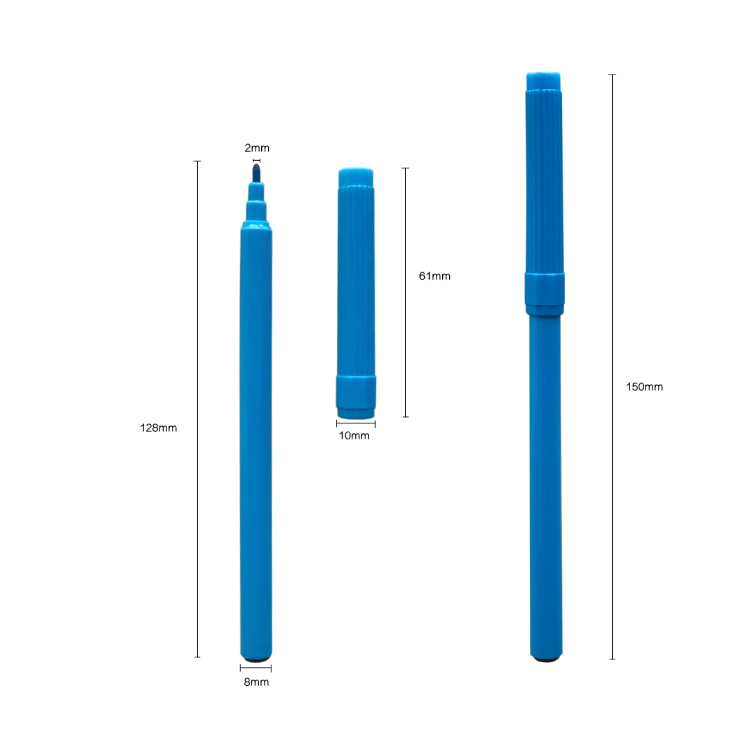 Promotional ventilated simple slim water color pencils felt tip pen washable marker for kids drawing sketching