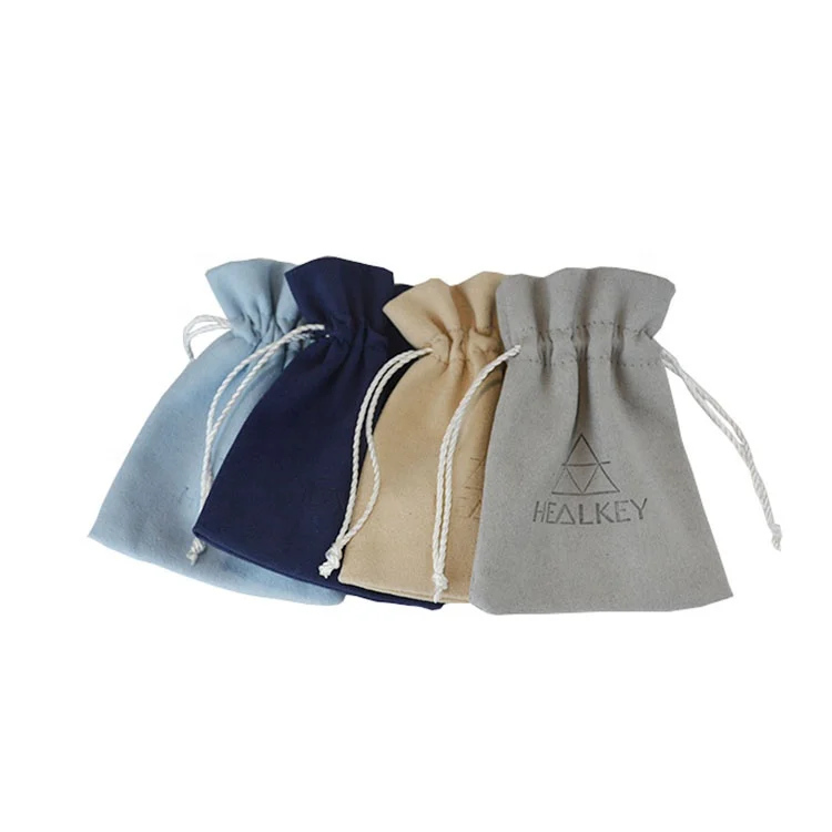 Wholesale fashionable Custom Suede Jewelry Pouch Suede Drawstring Pouch velvet jewelry bag