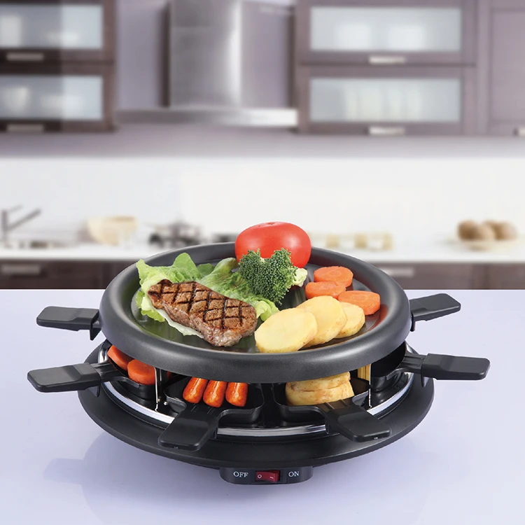 XJ-3K042 Indoor BBQ Grill Portable Electric Barbecue Grills BBQ Raclette Grill Non-stick Electric Pan PTFE Die Casting Aluminum