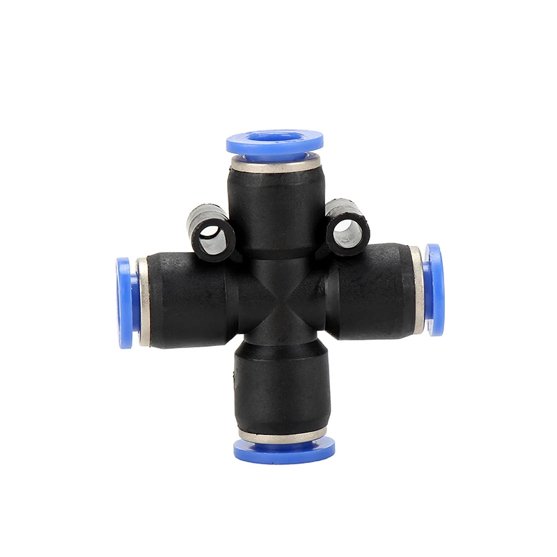 PZA 4 way Cross one touch push in connector 4mm 6mm 8mm 10mm 12mm plastic fitting pneumatic tube air fitting