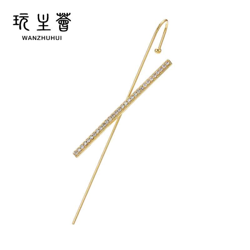 Female geometric personality puncture ear-bone oblique line earring