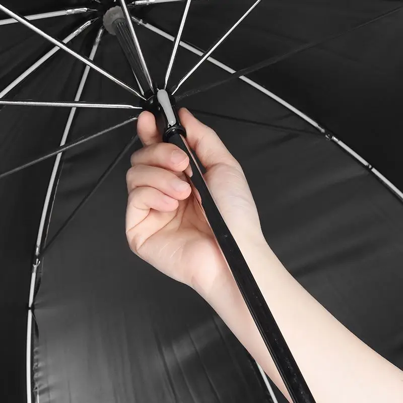 Semi-automatic stick umbrella 30 waterproof pongee fabric full digital printing uv protective helmet straight umbrella for rain