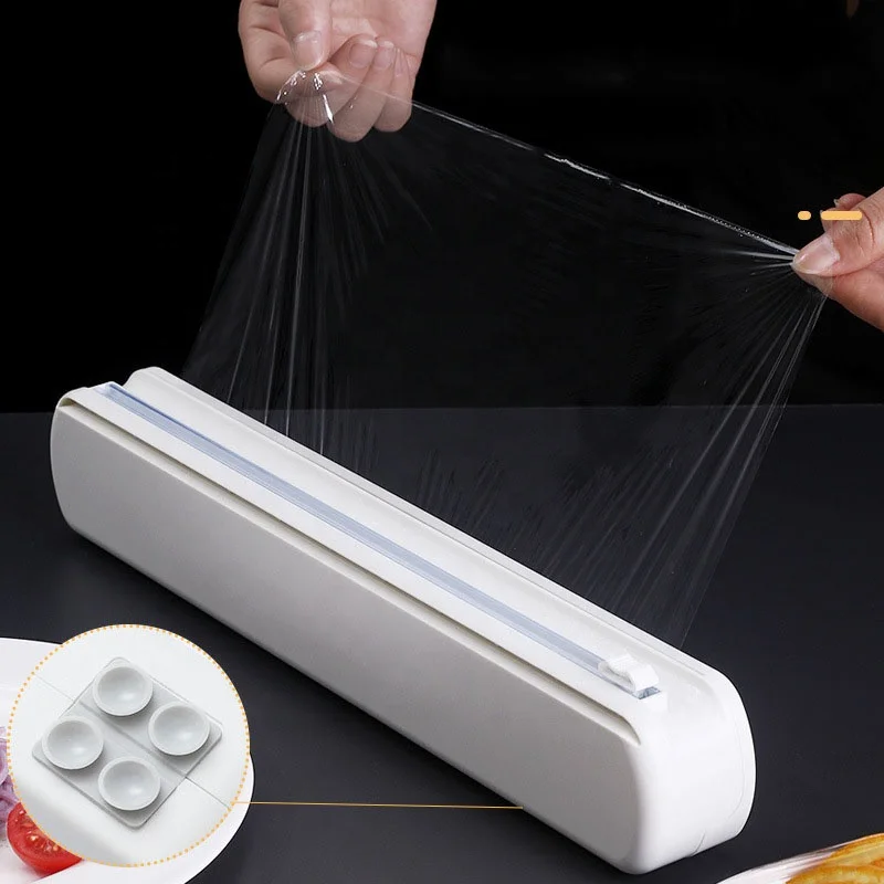 Professional Plastic Wrap Cutter Food Freshness Cling Film Cutter Plastic Wrap Dispenser With Slide Cutter