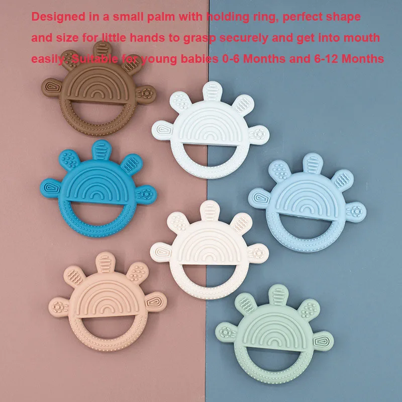 USSE Food Grade Safe bpa-free Silicone Palm Teether Baby, Palm Shape Colorful Teether Baby Kids Baby Teether
