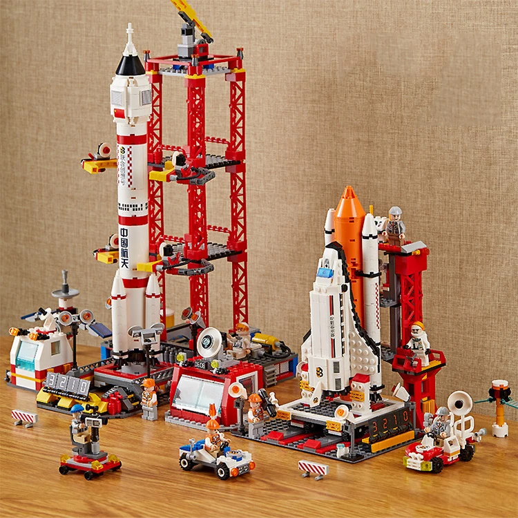 Plastic ABS large block spacecraft launch center building bricks set