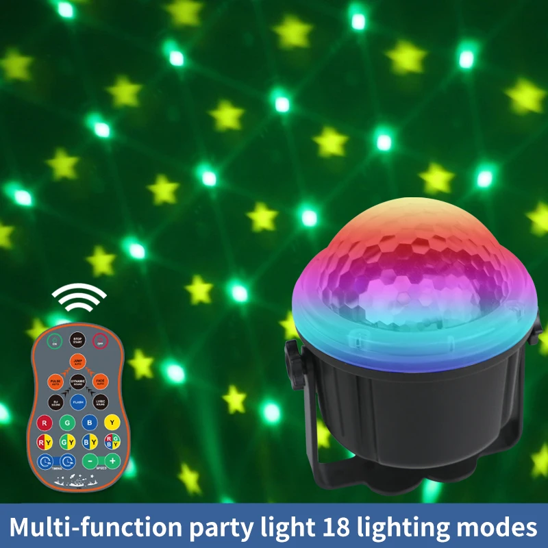 Dropshipping Colorful Stars Pattern Laser Lamp Voice Control Stage Lamp Remote Control for KTV Bar