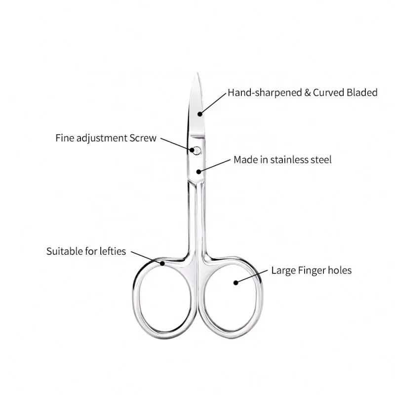 Beauty Fast Shipment Portable High Quality 3.5mm Thickness Eyebrow Beauty Curved Cuticle Manicure Nail Scissors