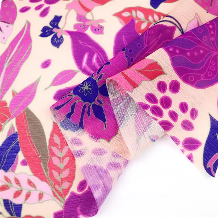 Hot Sale Woven Floral Polyester Yoryu Crepe Flower Digital Printing Fabric