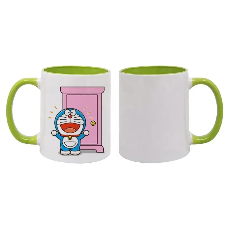 Customizable sublimation 11 oz blank plain white porcelain mug cup mug drinking cup two tone personal photo print coffee mug