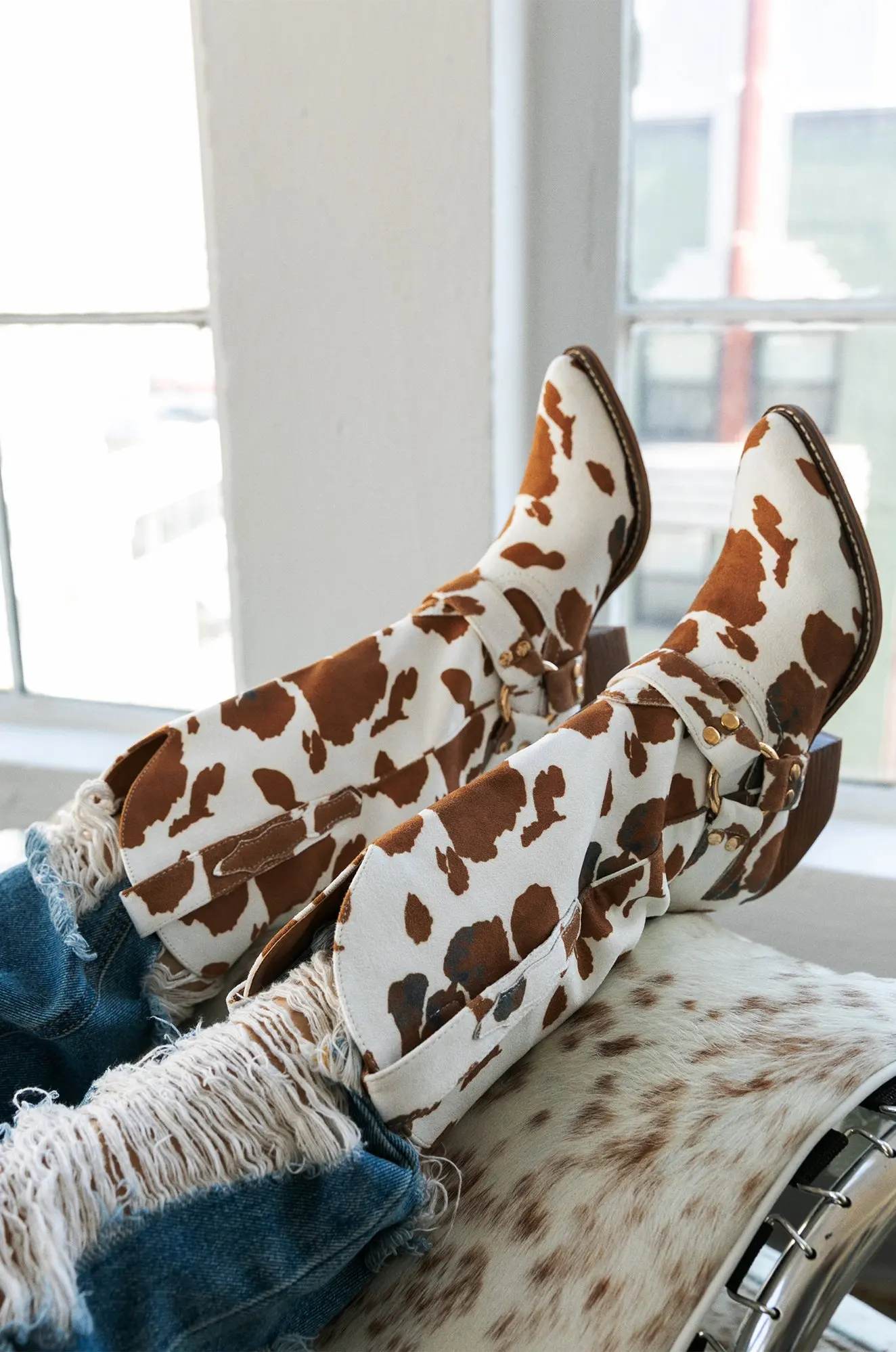 BUSY GIRL HC1021 2022 Botas de mujer animal print custom women suede boots cowboy boots women shoes croc boots