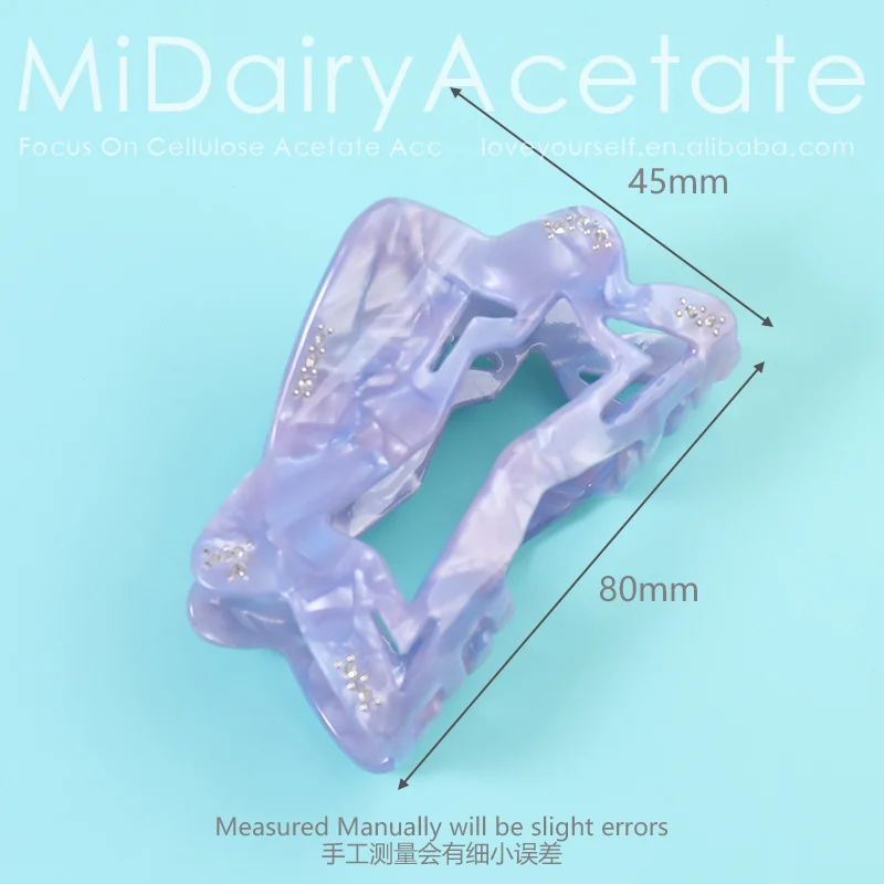 Midairy factory direct sell OEM ODM irregular hollow girly rhinestone hair claw clips for women ladies accessories 80x45mm 4236