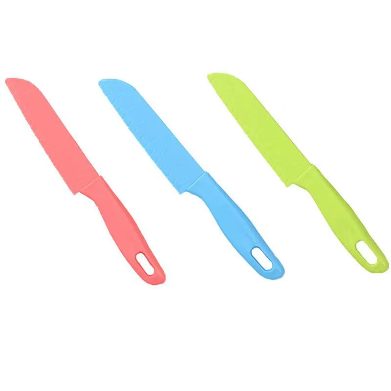 Kids Safe Fruit knives with Different Colors 19.5cm Plastic material Knife for  Kitchen Baking or Cooking