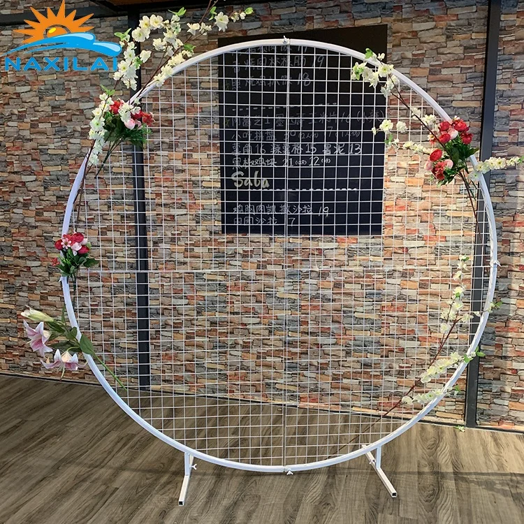NAXILAI High Quality Hot Selling Gold Color Flower Wall Stand Frame Gold Mesh Backdrop Stand