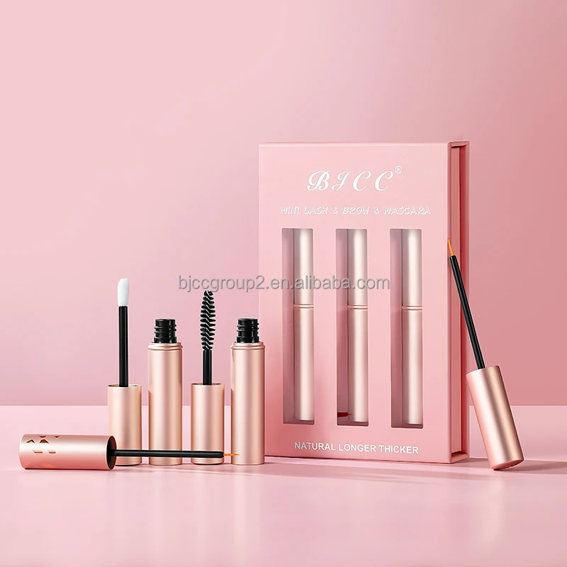 Wholesale Private Label Organic Natural Vegan Oil Free Lash Conditioner Kit Travel Size Eyelash Brow Growth Serum Mascara Set