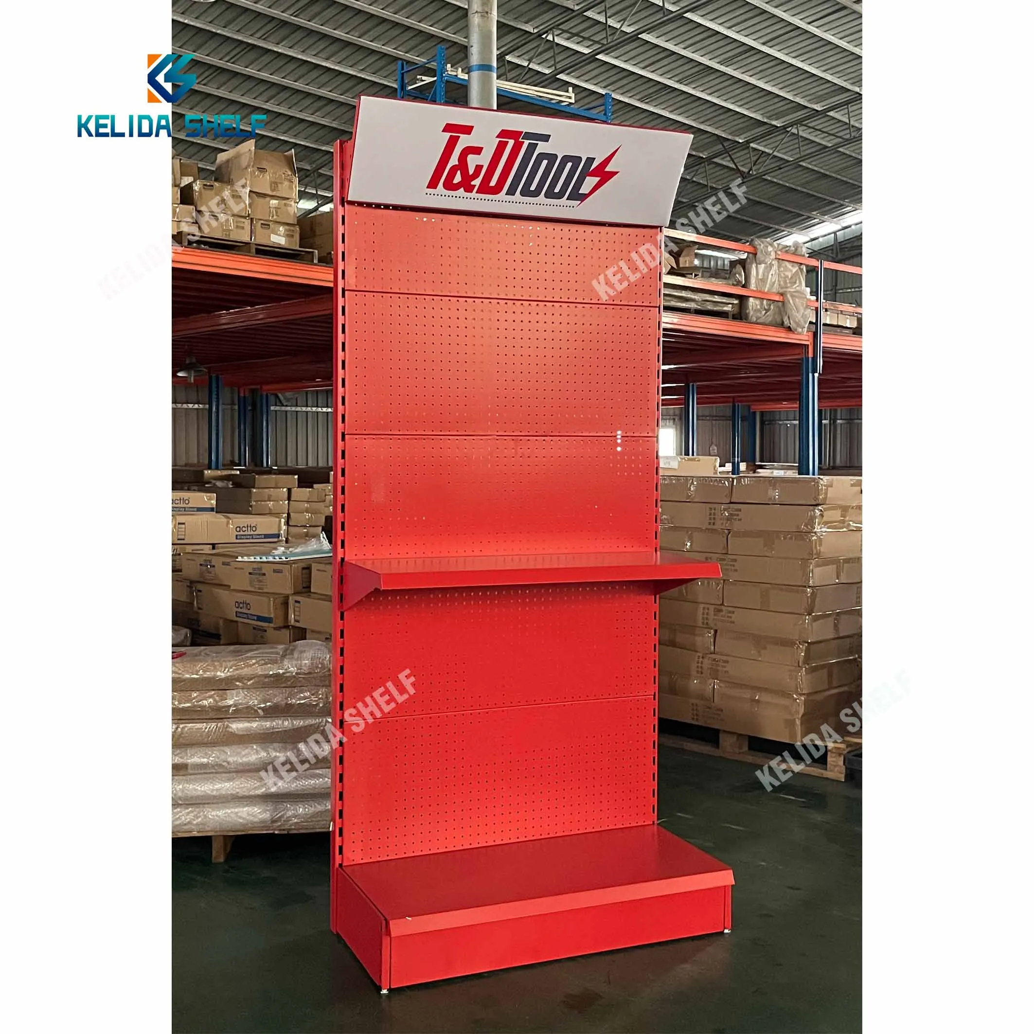 Pegboard Metal Display Rack Tool Hardware Store Supplies Shop Shelving Peg board Power Tools Display Rack