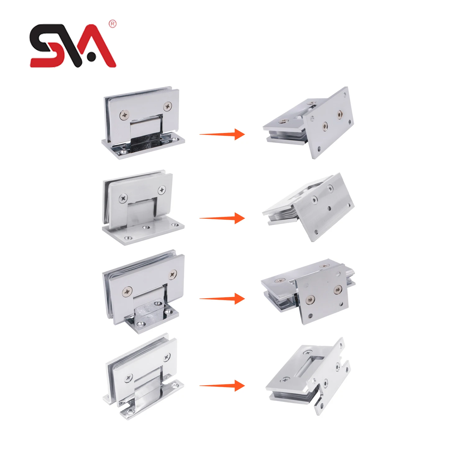 Crl Chrome Brushed Nickel Wall Mount H Shape Brass Back Plate Square Door Hinge for Heavy Glass Shower Door Hinges