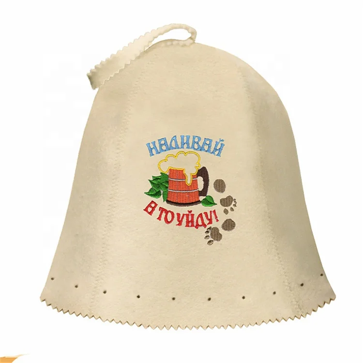 Customized logo nature 100% wool felt sauna hat