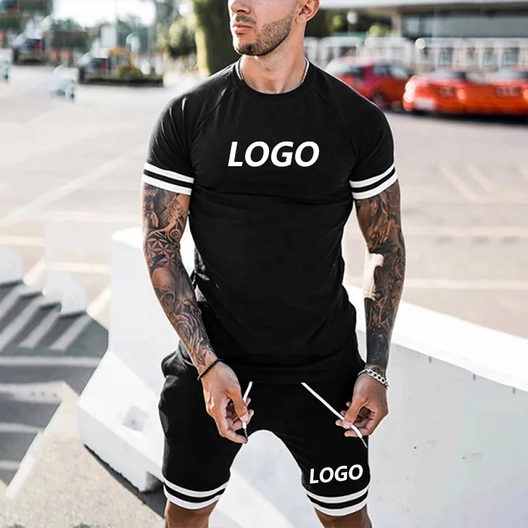 2021  Joggers Tracksuit Custom Logo 2 Piece Men Cloathing Two Piece Shorts Sets Shirt And Shorts Set Men Summer Shorts Set