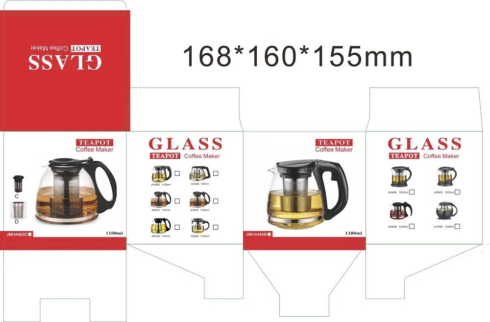 Hot Selling Heat Resistant Borosilicate Flat Cover Flower Glass 1500/2000 ml  Coffee Tea Heating Cold Kettle Teapot with Filter