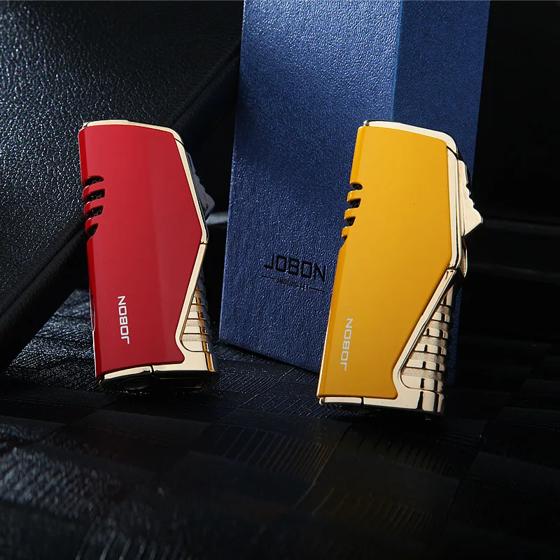 JOBON Cigar Cigarette Customized Jet Triple Blue Flame Gas Butane Refillable Metal Smoke Custom Logo Torch Lighter