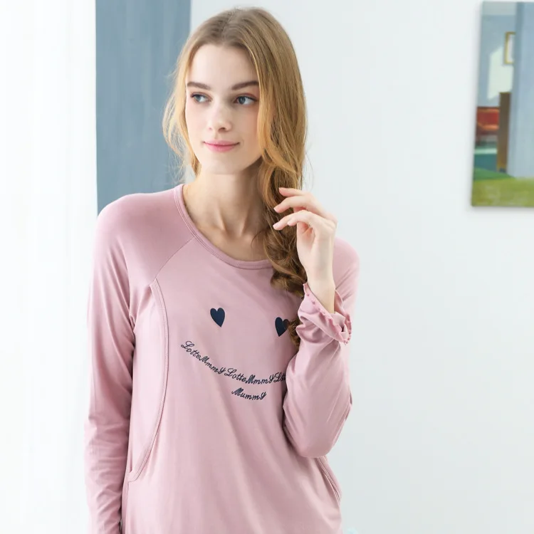 
New Arrivals Plain Loose Printed Women Pregnant Nursing Clothing Long Stretch Sleeve Breastfeeding Suit Maternity Clothes Sets 
