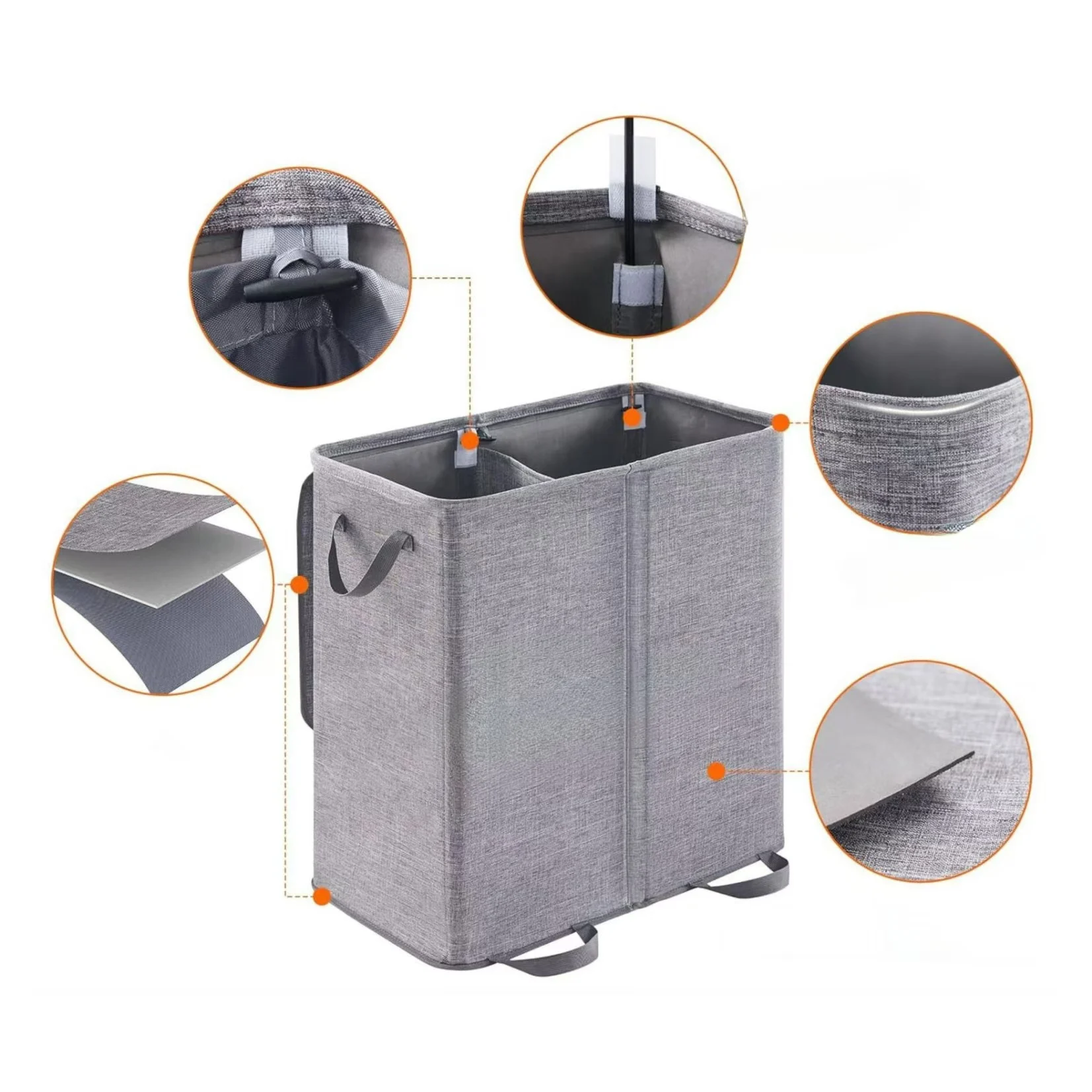 2024 new double-compartment laundry basket with lid detachable laundry storage bag dirty laundry basket