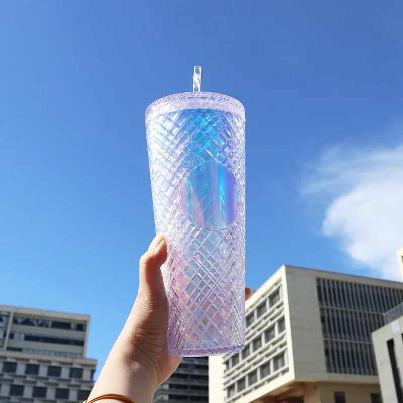 2024 BPA Free Festivals Colorful Tumbler Popular Classic Plastic Colorful Drinking Bottle for Party with straw