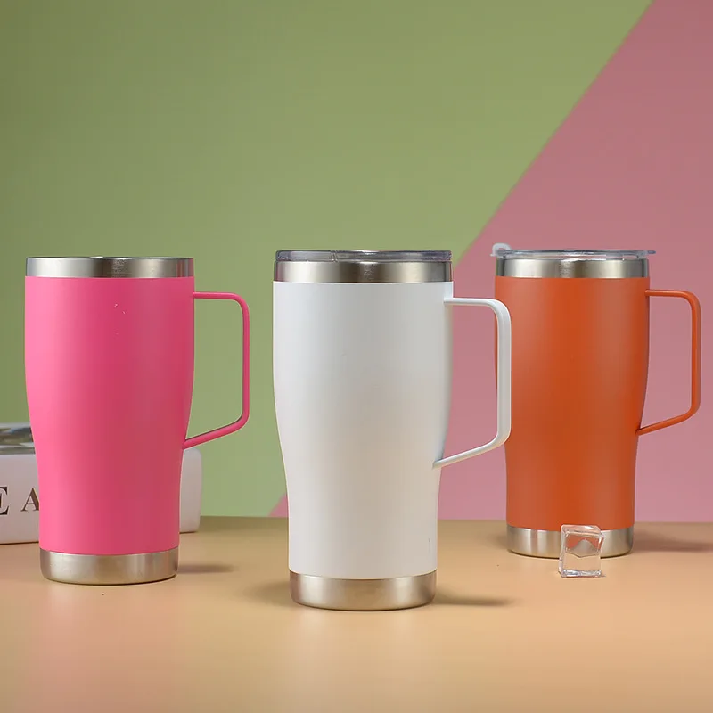2023 New Hot Sell Double wall stainless steel vacuum insulated beer mug stainless 20oz coffee tumbler with handle