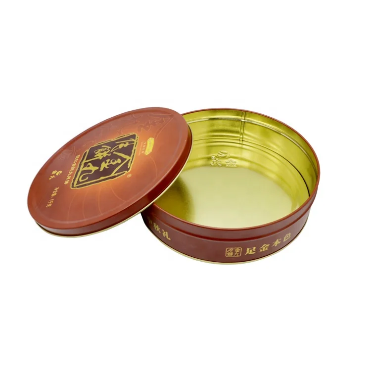 Metal Round Rose Gold Tin Containers Liquids Vacuum Cake Moon Cake 1000g Food Custom Gift Box Metal Tin Box Tin Can With Lid