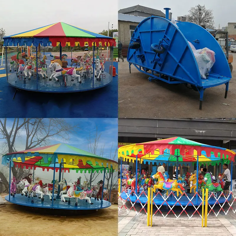 Outdoor Kids Amusement Park Children Merry Go Round Carousel Rides Horse for Sales European Style Over 3 Years Old Merry Sino