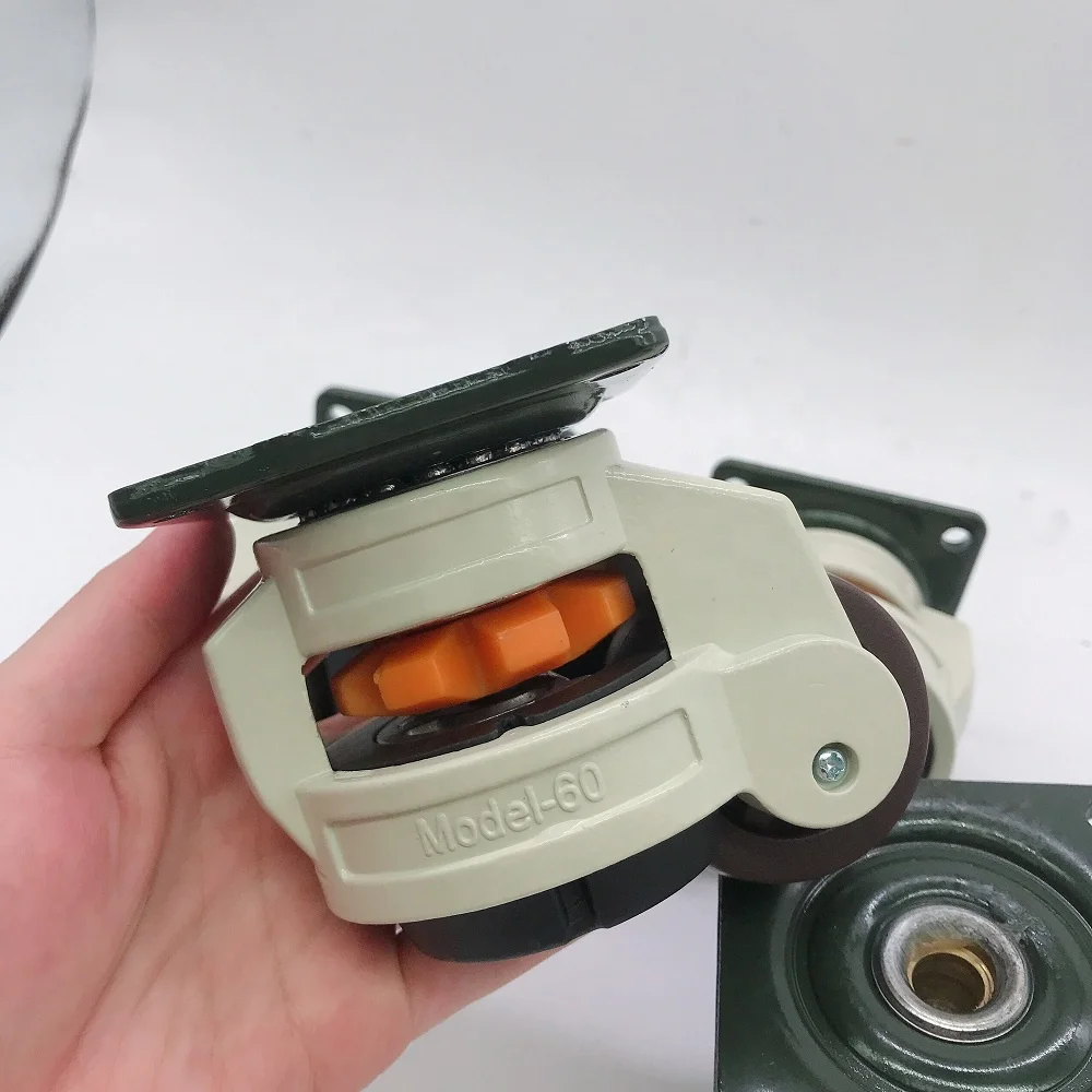 GD60F Aluminium Alloy Housing Nylon Wheel Height Adjustable Leveling Castor Wheel for Cabinet