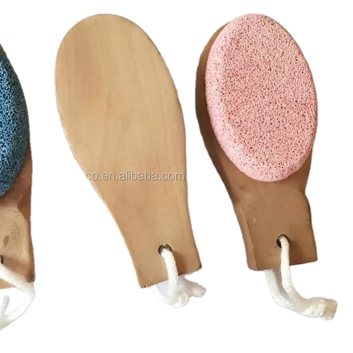 Lot of 3 natural wooden foot brush pumice stone pedicure care scrub nail callus