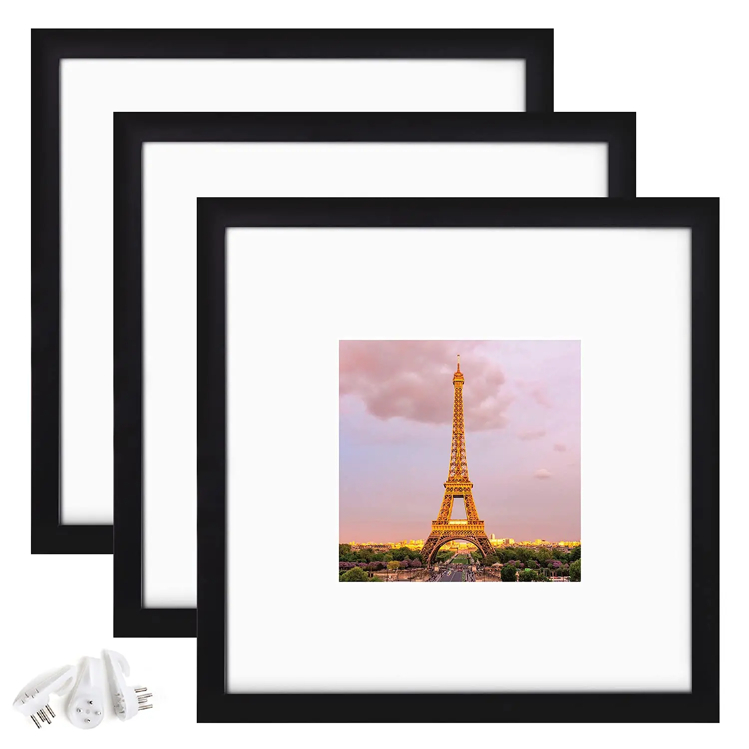 Amazon Hot Sale 4x4 6x6 8x8 10x10 12x12 Home Furnishing decoration Photo frame with cushion MDF black square picture frame