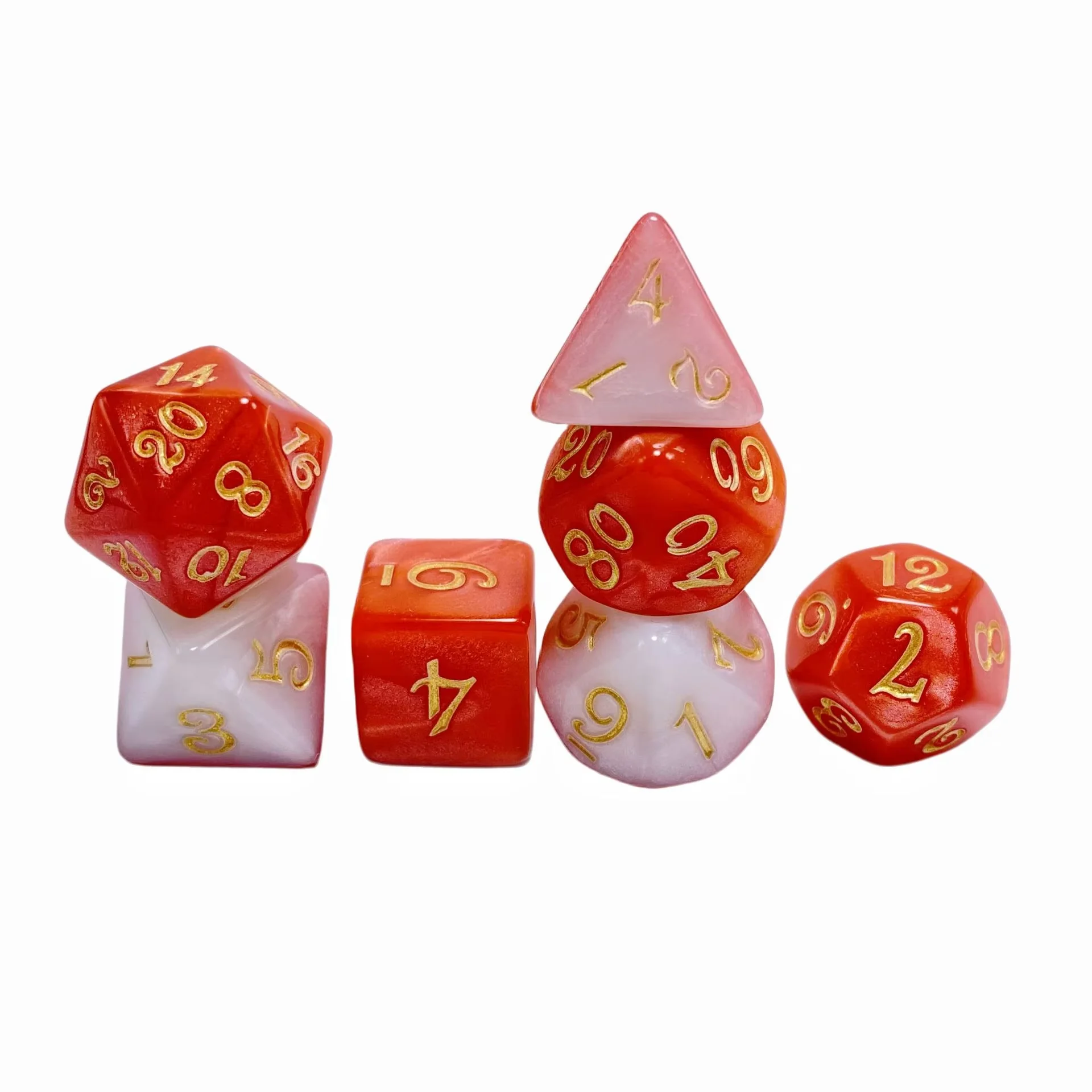 Two-Color Layered Dice Set Seven-Piece Set Of Acrylic Dnd Dice Polyhedral Custom Game Rpg Dnd Dice Set