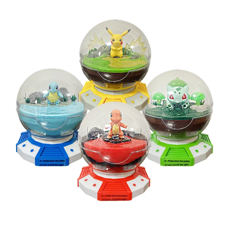14cm anime Pokemoned Action Figure with light Table lamp Desktop ornaments cartoon PVC model toys
