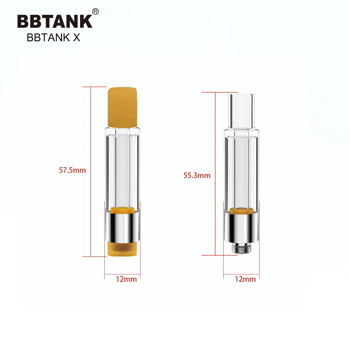  Высококачественный 1 мл пустой стеклянный картридж BBTANK X Новый 510 атомайзер керамический быстронагревательный CBD масляный вейп-картридж