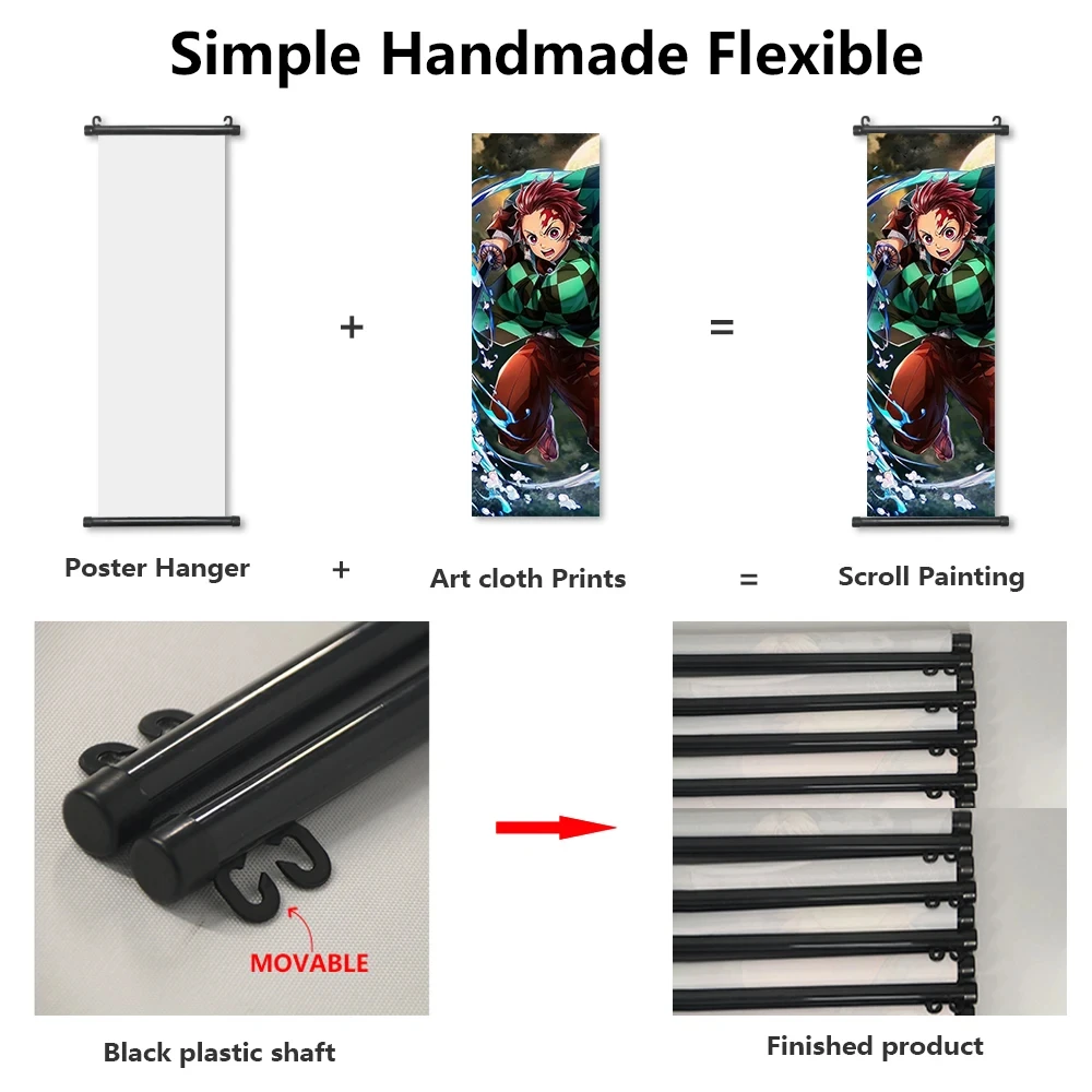 Custom Demon Slayer Anime Wall Scroll Canvas Hanging Painting Home Decor for Anime Wall Art Room Decoration Display Accessories