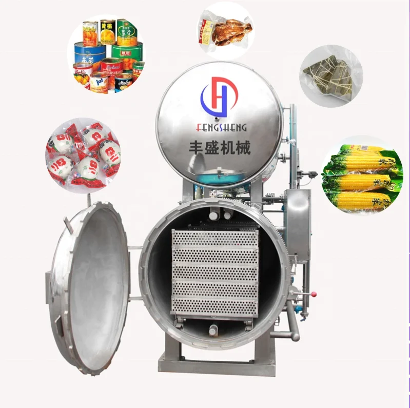 Horizontal autoclave sterilization retort machine for bottles beverage canned canning  poultry meat food & seafood processing
