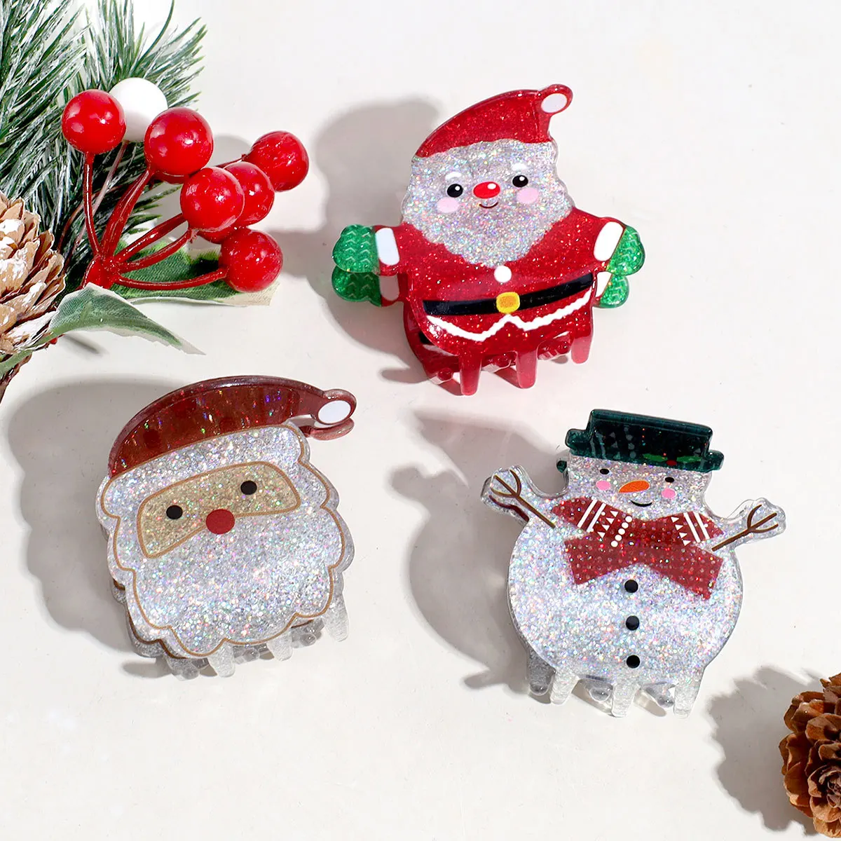 Classic Acrylic Hair Claw Clip New Santa Claus Christmas Hair Accessories Personalities Hair Clips