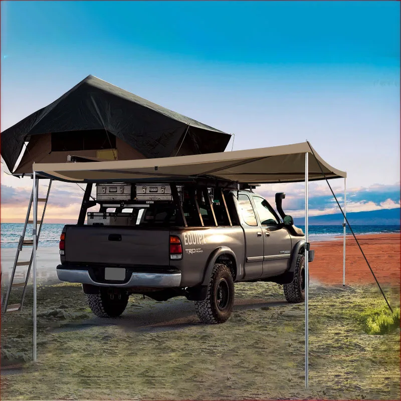 Outdoor car 270 degree hexagonal fan-shaped canopy rainproof sunscreen awning car side tent