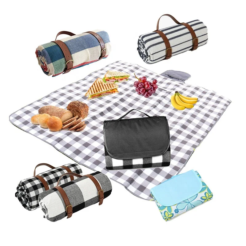 custom large thick roll up padded outside foldable waterproof picnic mat blanket for outdoor picknick beach