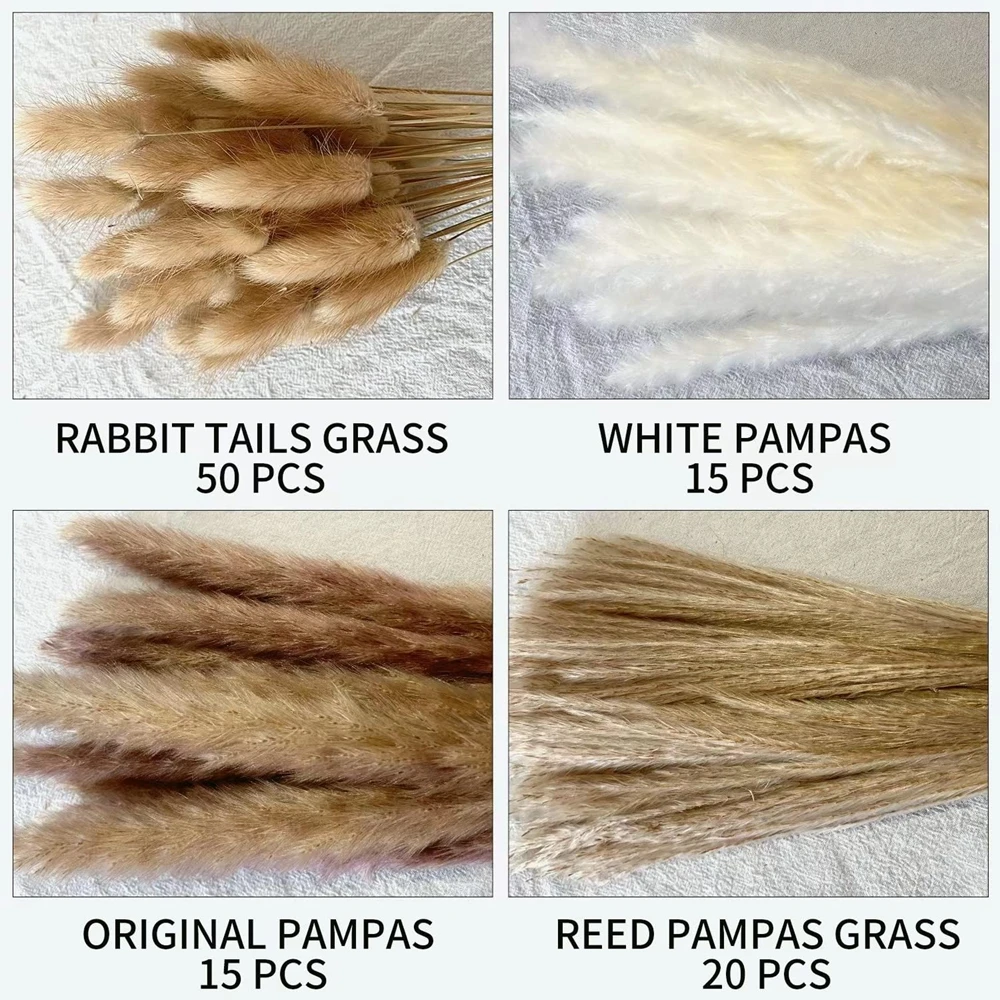 Artificial Flowersreed Grass Simulation Cream Pampas Grass Fluffy Natural Bunny Tail Grass Dried Flowers Bouquet Boho Home Decor