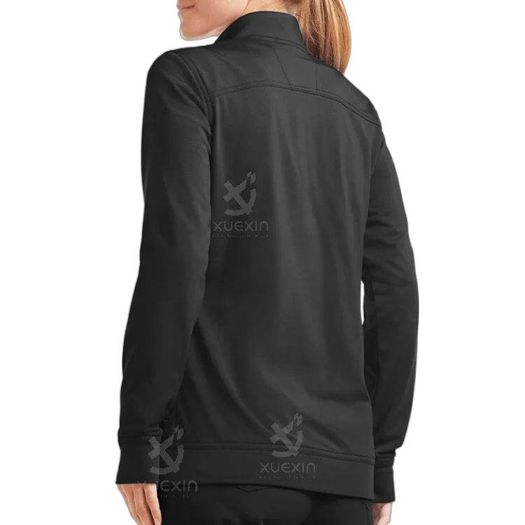 Fashion design collar scrub top front zipper scrub tops unifome mdico scrub suit jacket stretch