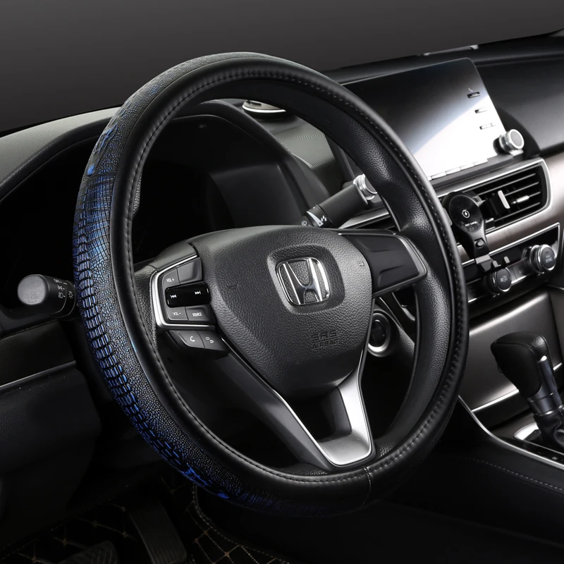 
New Design Crocodile Alligator Leather Car Steering Wheel Cover Auto Interior Accessories 