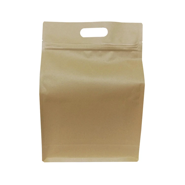 
Kraft Paper Aluminum foil flat bottom Eight Sides Sealed Bag With Zipper Tea Coffee Bean Dried Fruit Packaging Food Storage Bag 