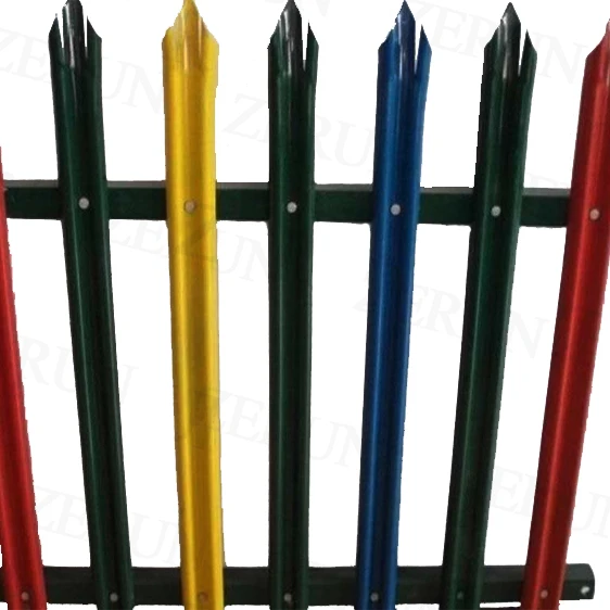 Pvc coating W D pale palisade fencing/rounded and notched also supply post