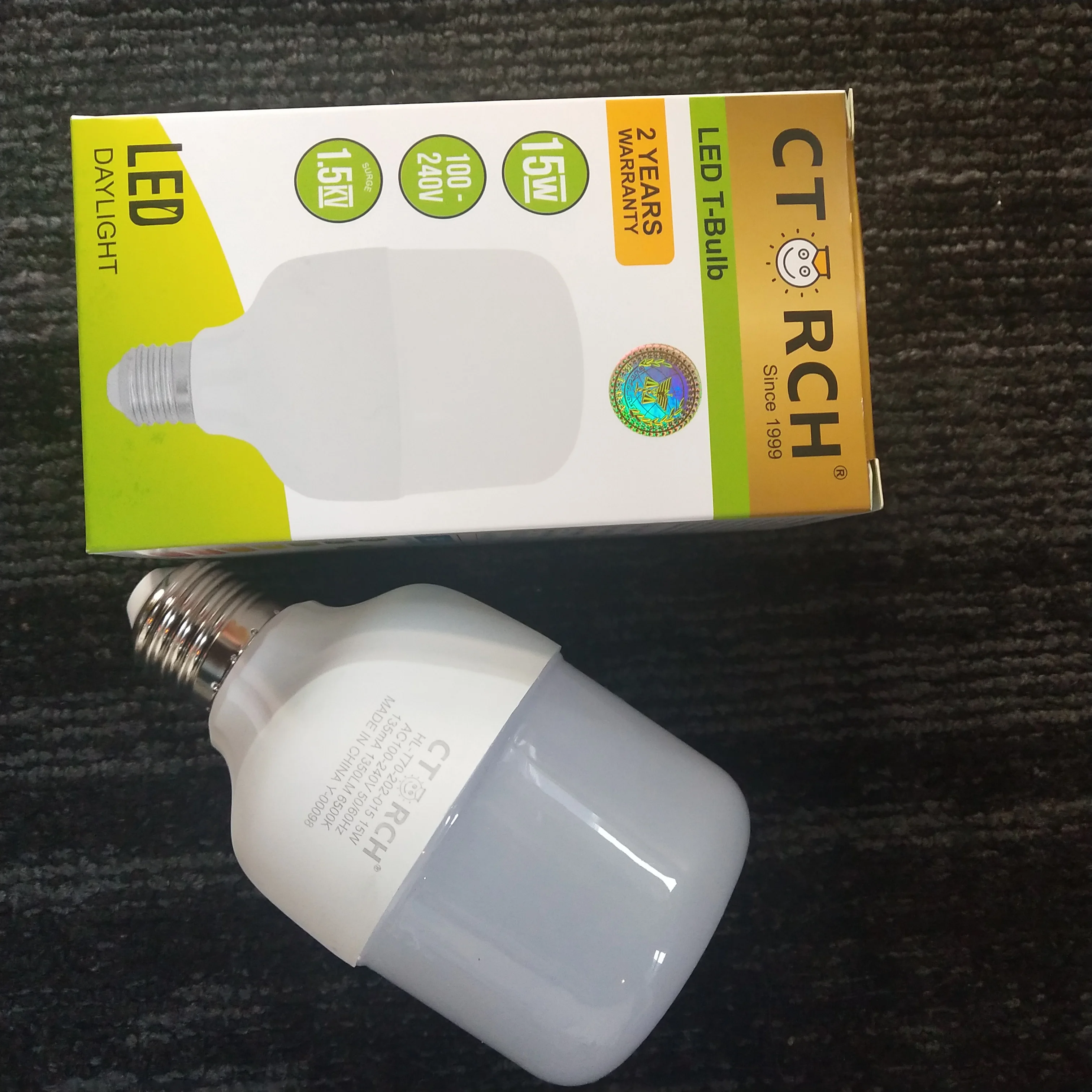 CTORCH LED 15W E27 B22 6500K Diamond 1.5kv surge pillar  T bulb