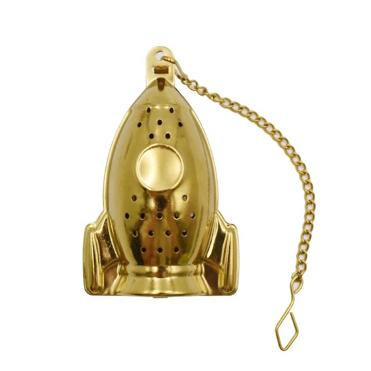 Tea Tool Rocket Shape Gold Plated Stainless Steel Tea Infuser For Loose Leaf Tea