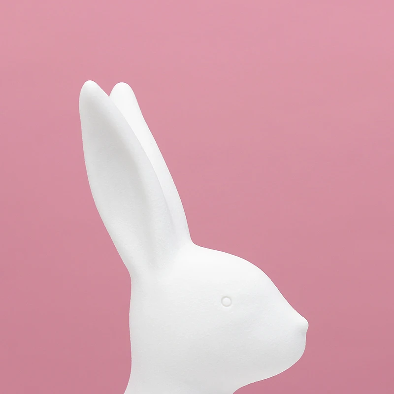Nordic Decor White Ceramic Hares Figurines Crafts Easter Bunny Art Tabletop Decoration Ceramic Rabbits