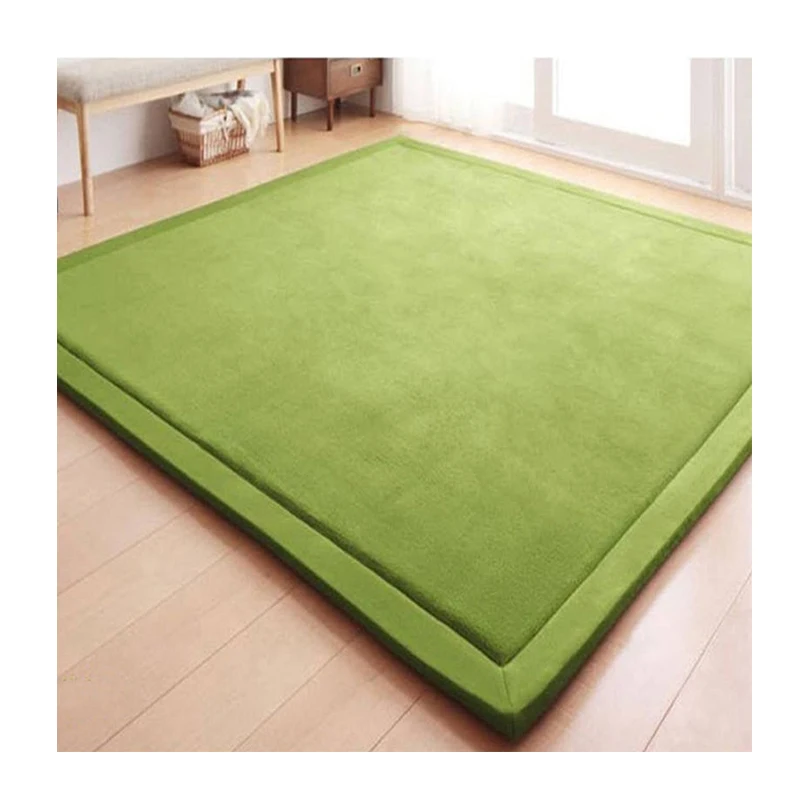 Large Thick Tatami Mat with Non-Slip Backing Solid Color Area Rug for Bedroom Dormitory Yoga